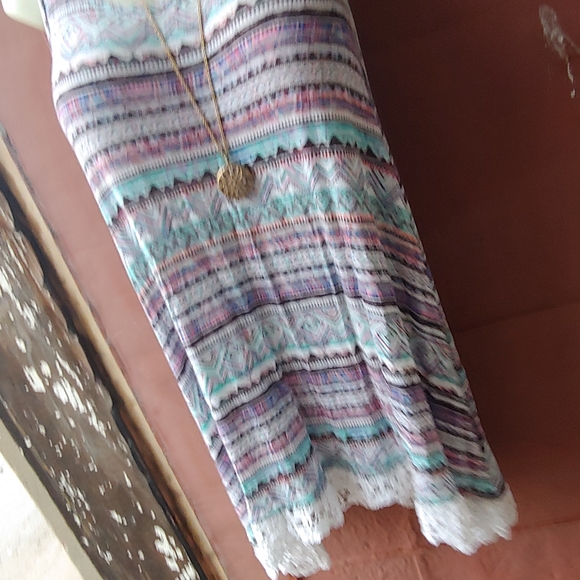 All At Once | Swing Multicolor Aline Tunic Crochet Tank Top Large - Picture 12 of 15